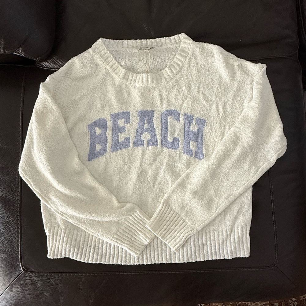 Z Supply White and Blue Beach Sweater